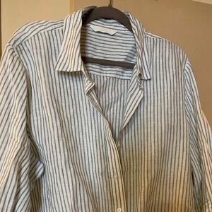 H and M linen white striped shirt
